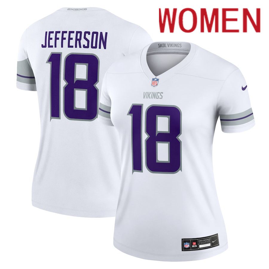 Women Minnesota Vikings #18 Justin Jefferson Nike White Alternate Legend NFL Jersey